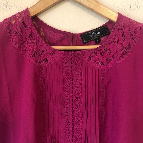 Embroidered Pink Lacy Boho Cottagecore Pleated Blouse - Picture 2 of 8